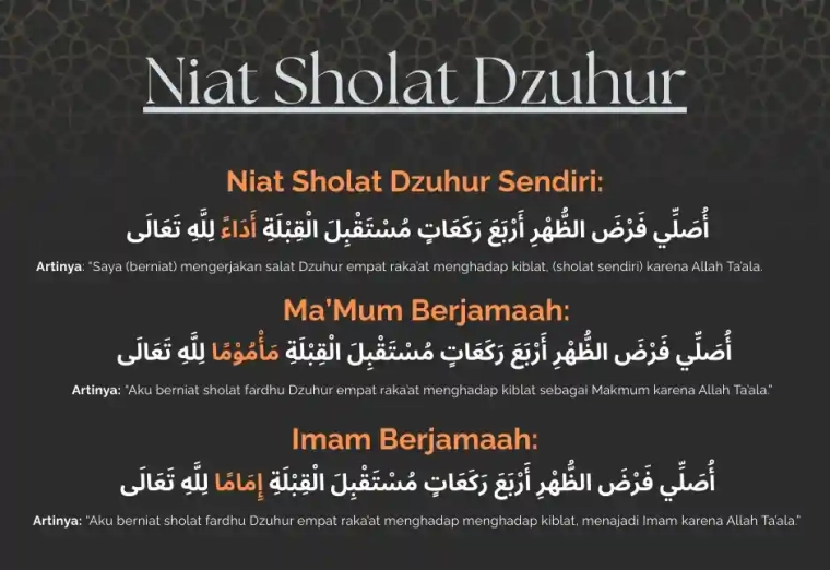 "Niat Sholat Dzuhur" Bacaan Niat Sholat Dzuhur