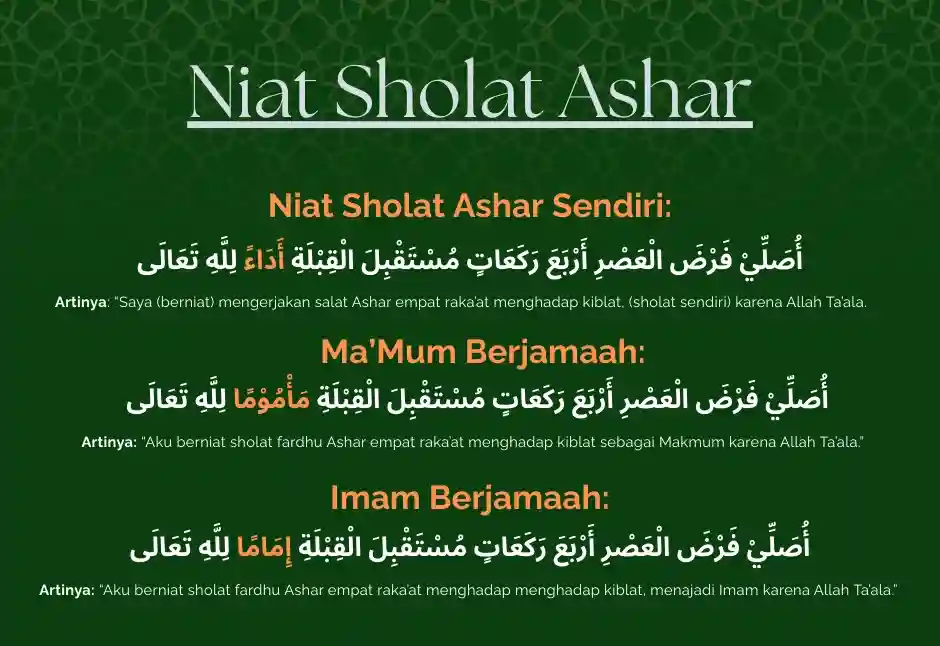 "Niat Sholat Ashar" Bacaan Niat Sholat Ashar